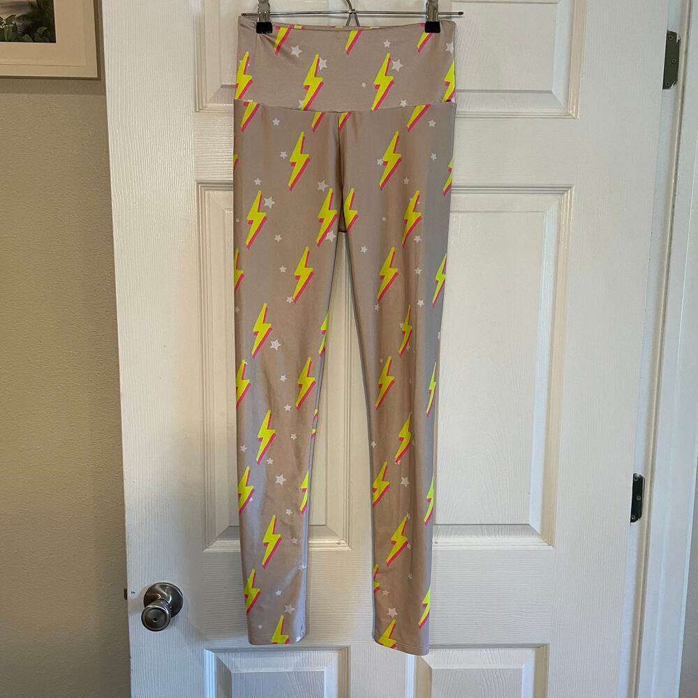 Goldsheep Nude Neon Bolts Leggings size Medium